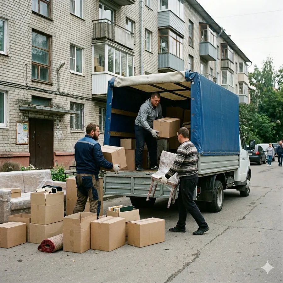 Квартирный переезд — погрузка вещей в Газель
